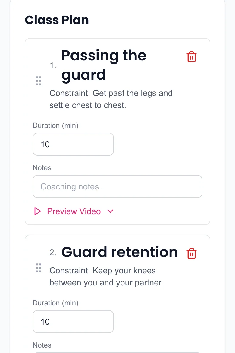 Class Planner: build the class